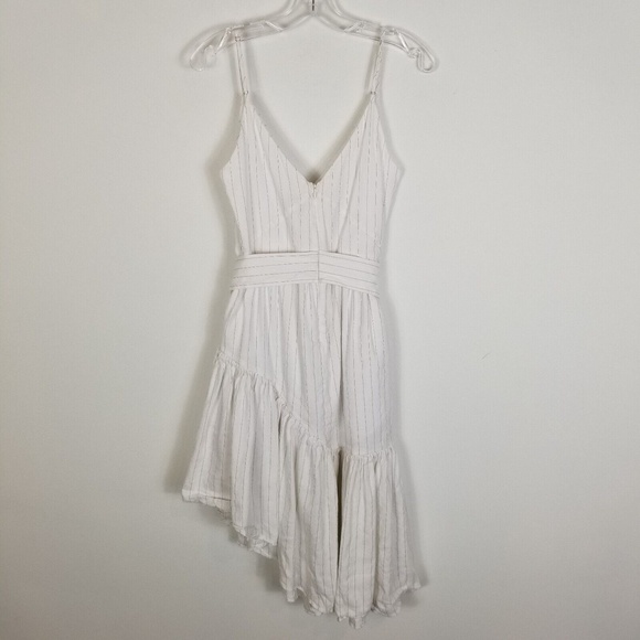 Marissa‎ Webb Womens Asymmetrical Hem Stripe Surplice Midi Dress 8 - Picture 4 of 6